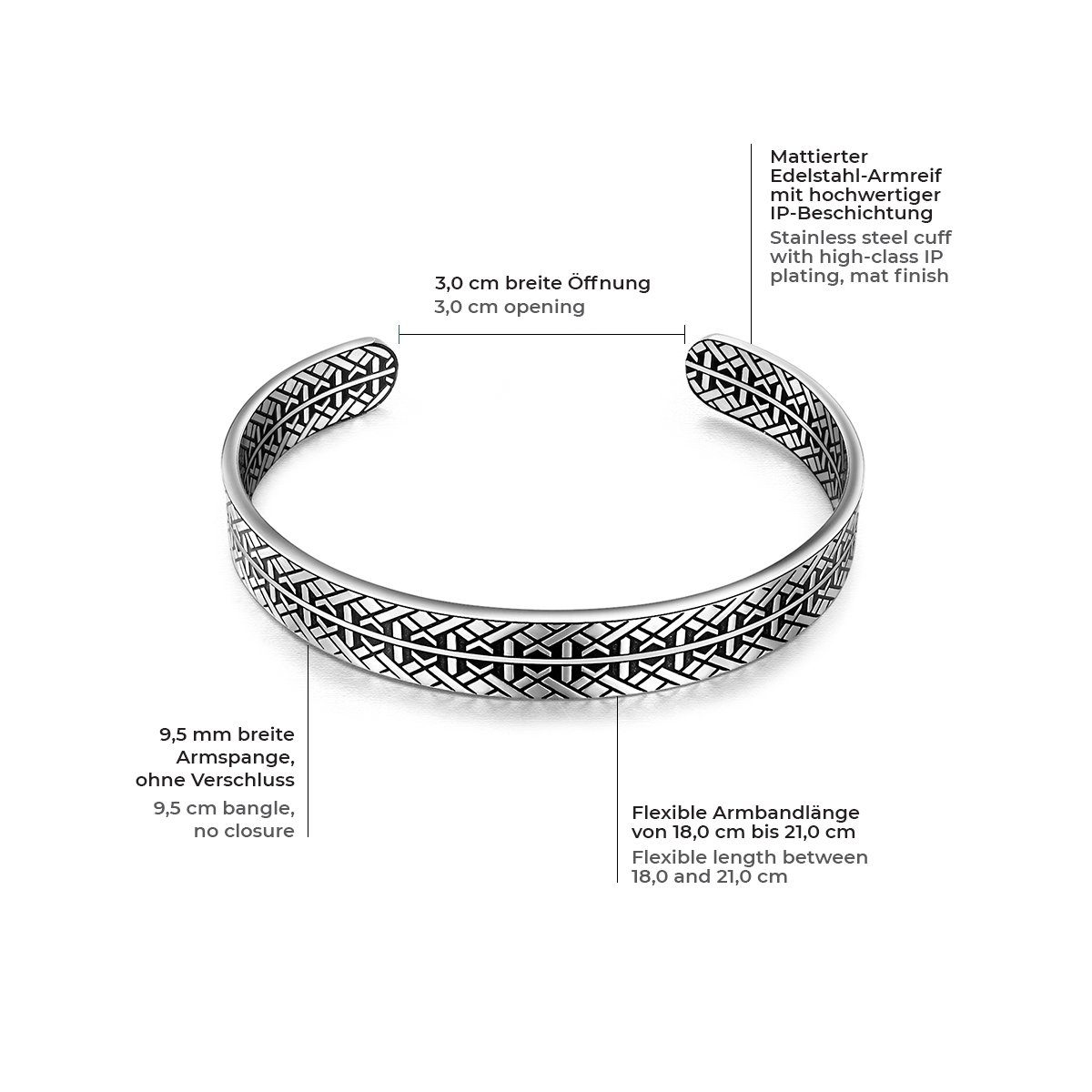 True Rebels Armreif silber/schwarz, aus Edelstahl günstig online kaufen