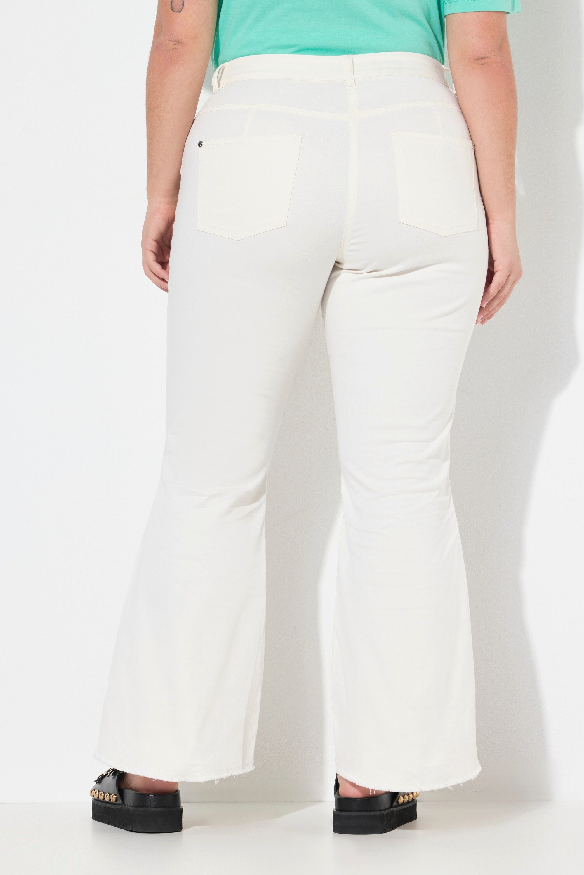 Angel of Style 5-Pocket-Jeans Jeans ausgestellt gerundeter Fransensaum