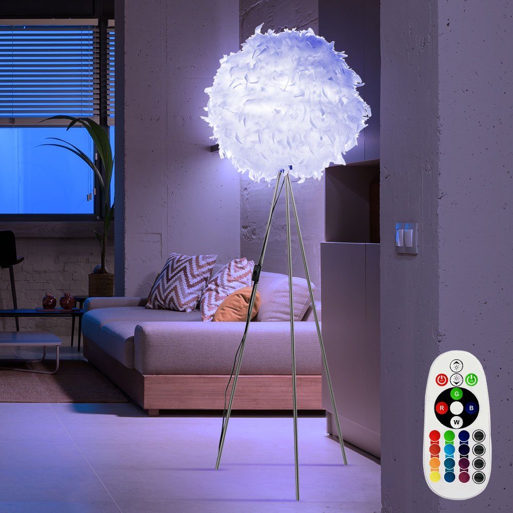 etc-shop LED Stehlampe, Leuchtmittel inklusive, Warmweiß, Farbwechsel,  Stand Leuchte Fernbedienung Wohnraum Feder Kugel Steh Lampe