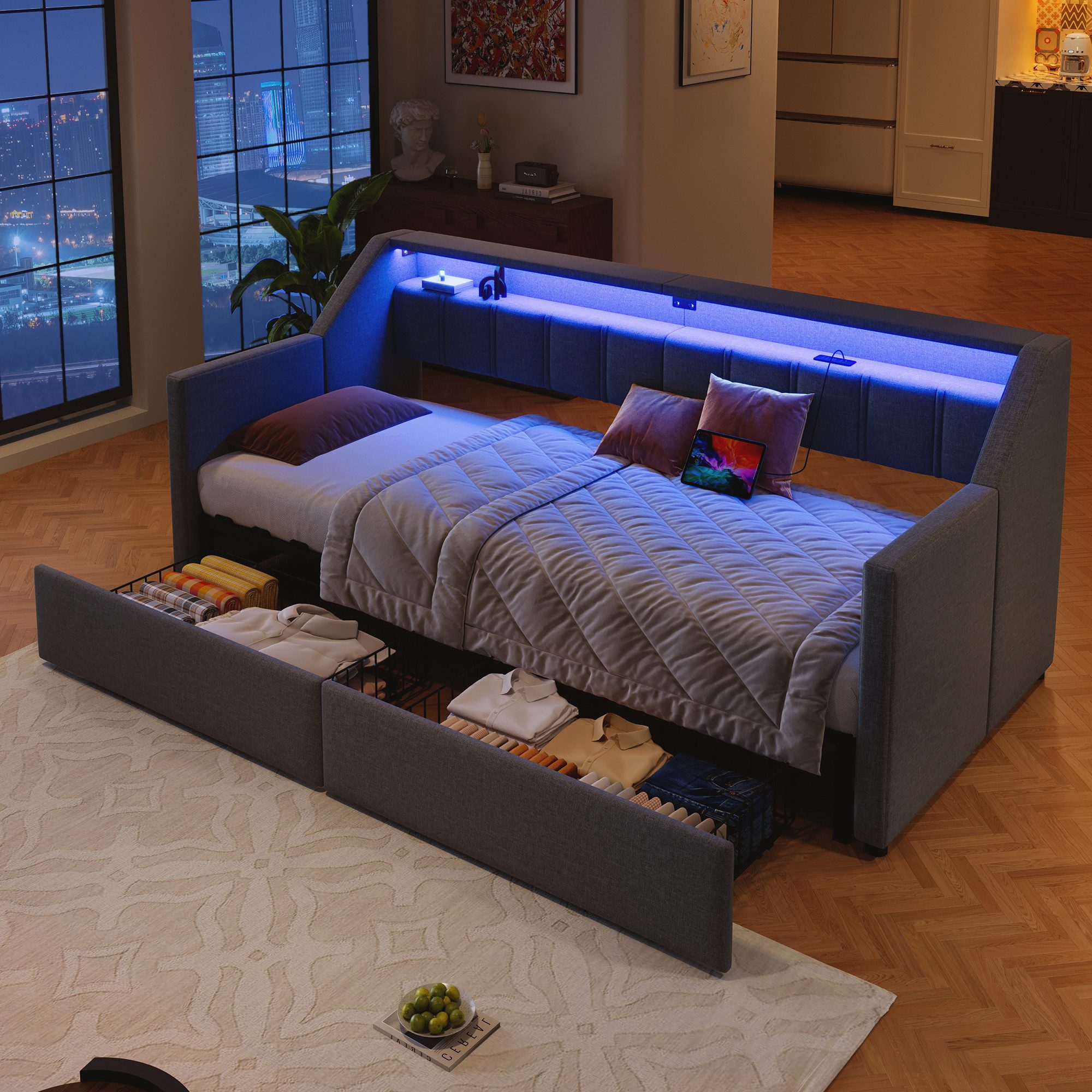 Flieks Daybett, Polsterbett 90/180x200cm mit USB-Aufladen, günstig online kaufen