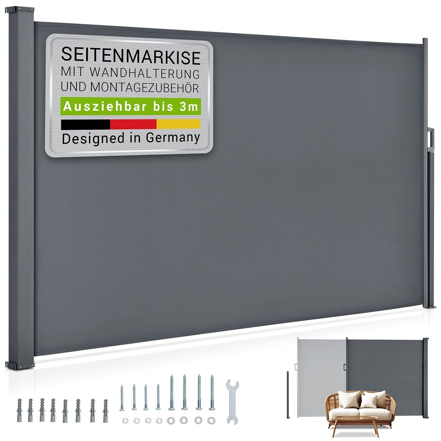 Juskys Seitenmarkise Dubai Sonnen- & Sichtschutz, günstig online kaufen