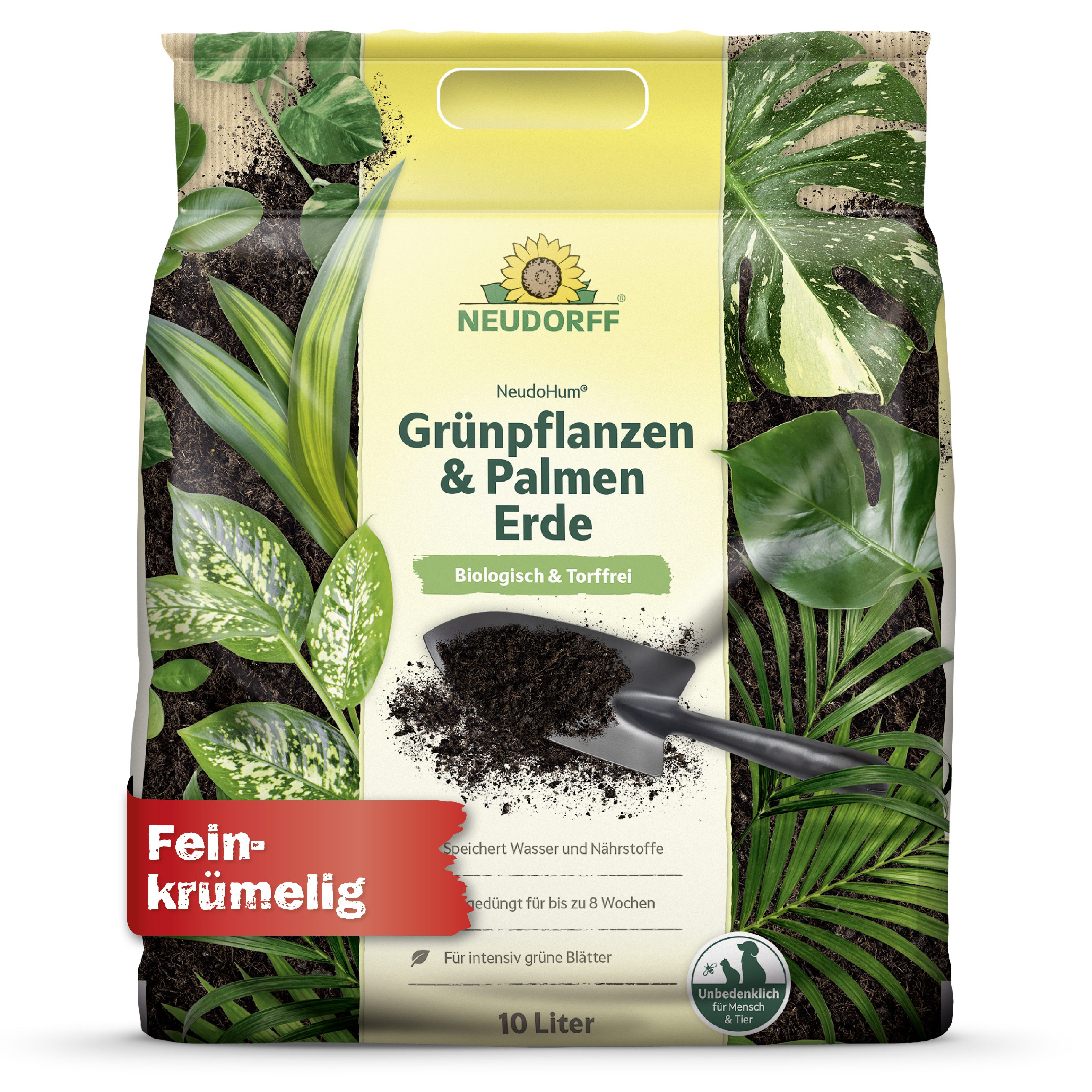 Neudorff Pflanzerde NeudoHum Grünpflanzen- & PalmenErde 10 L, (Einzelartikel), Torffreie Spezialerde für Grünpflanzen und Palmen.