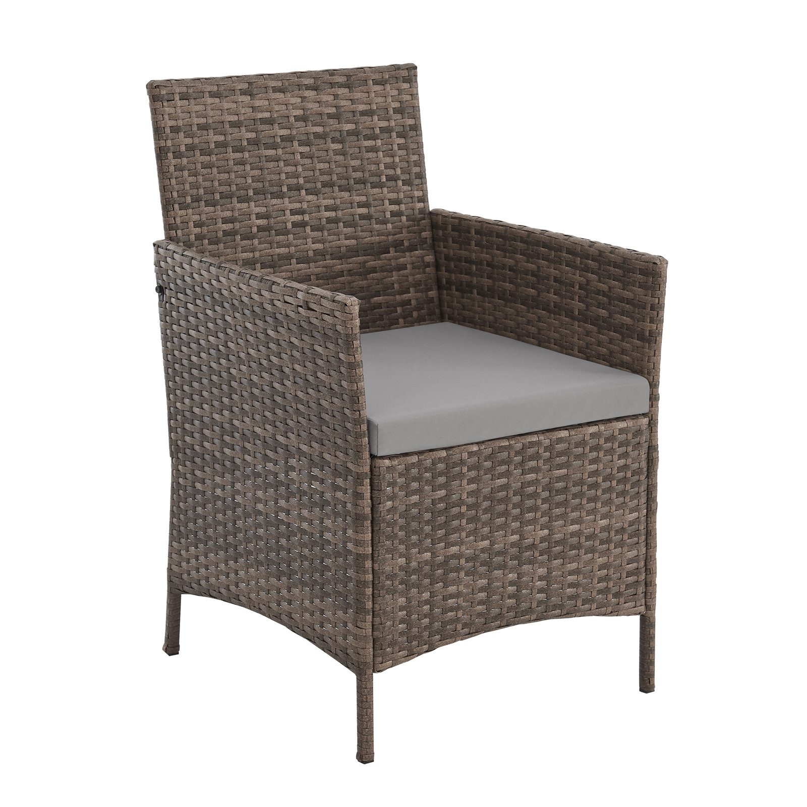 SVITA Balkonset BROOKLYN BISTRO, (Set (3-tlg), 1 Tisch, 2 Stühle), Sitzgruppe, Polyrattan, inkl. Kissen, Braun