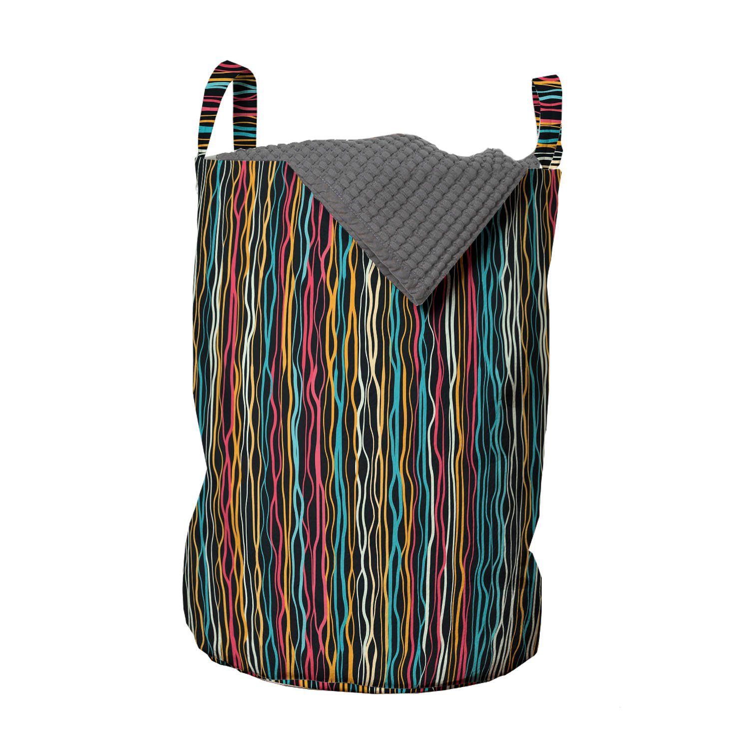 Abakuhaus Wäschesäckchen Wäschekorb mit Griffen Kordelzugverschluss für Waschsalons, Abstrakt Moderne Kunst Regenbogen-Farben