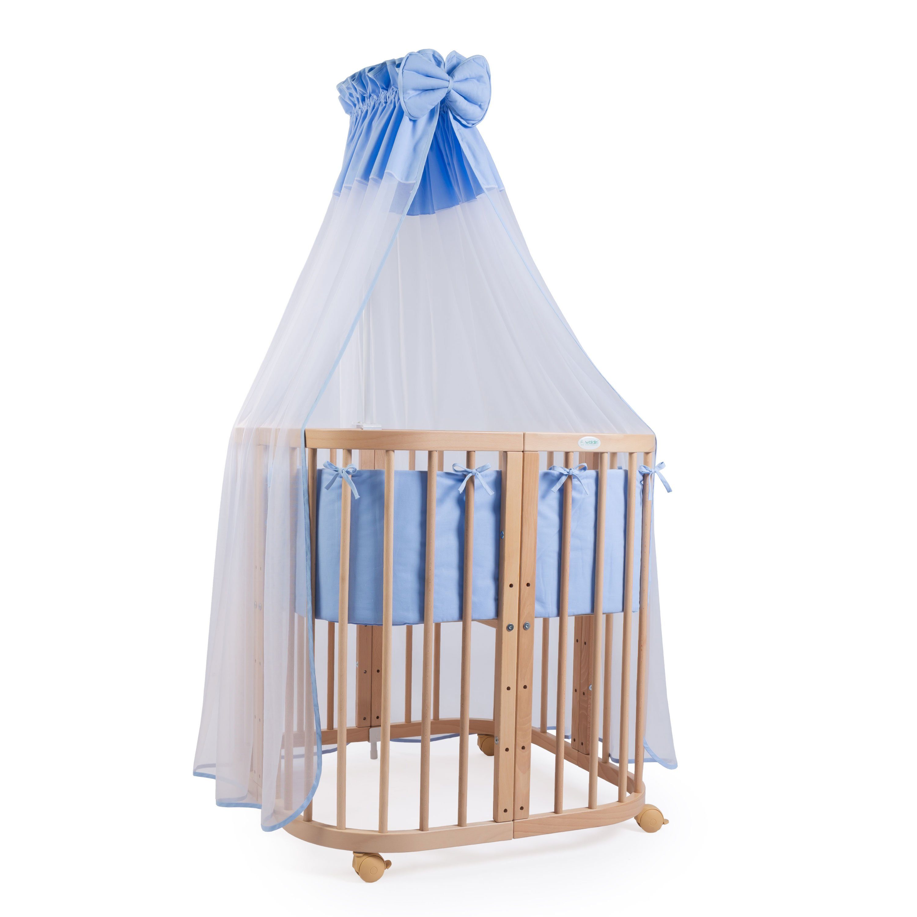 Waldin Babybett Mobiles Babybett aus Holz 7in1 mit Matratze, mitwachsend