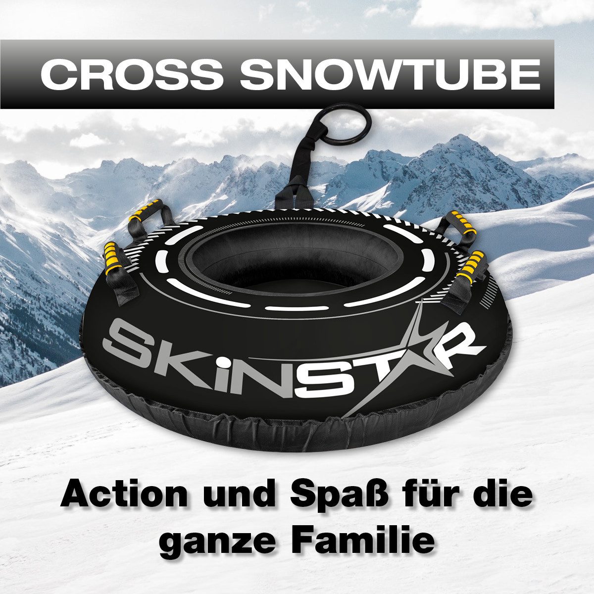 SkinStar Schlitten SkinStar CROSS Snowtube schwarz Ø 100cm Rodelreifen Schneereifen