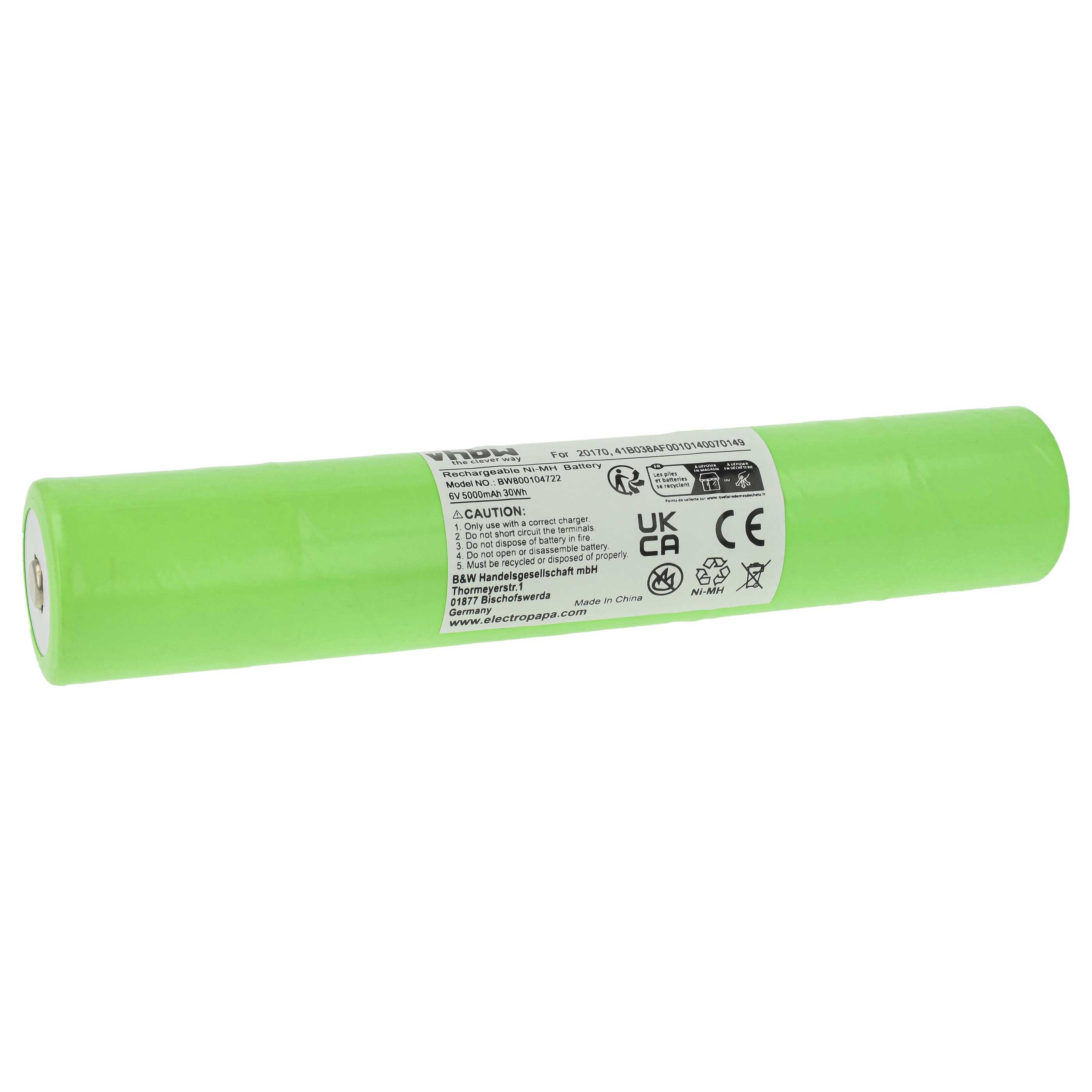 vhbw Akku passend für GE 41B038AF00101, 40070149 Taschenlampe (5000 mAh, 6 Akku Akku NiMH 5000 mAh (6 V, 1 St), Leistungsfähiger Austausch-Akku für Ihre Taschenlampe, Handleuchte