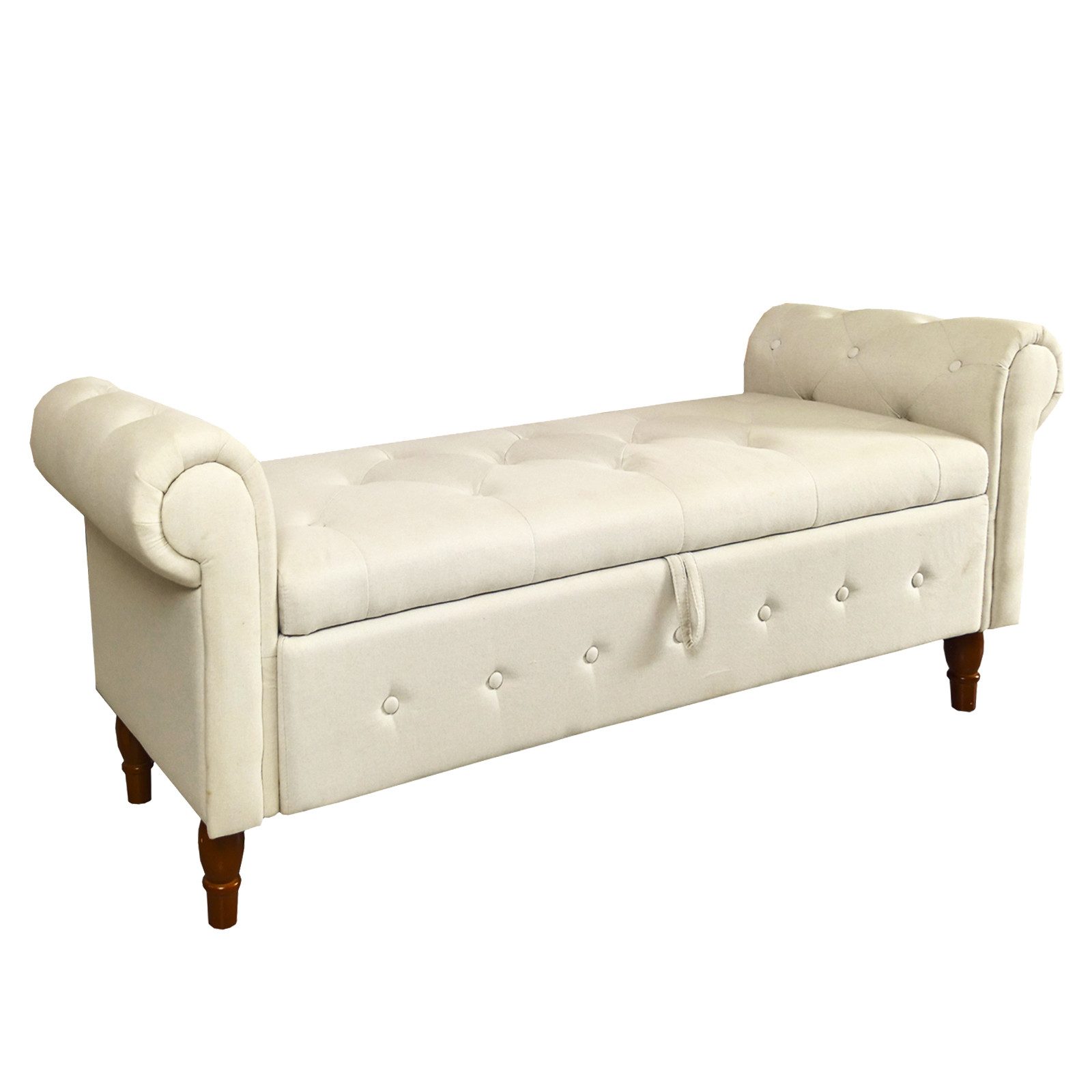 HTI-Living Truhenbank Gepolsterte Sitzbank mit Truhe Lora Leinen Beige (Stü günstig online kaufen