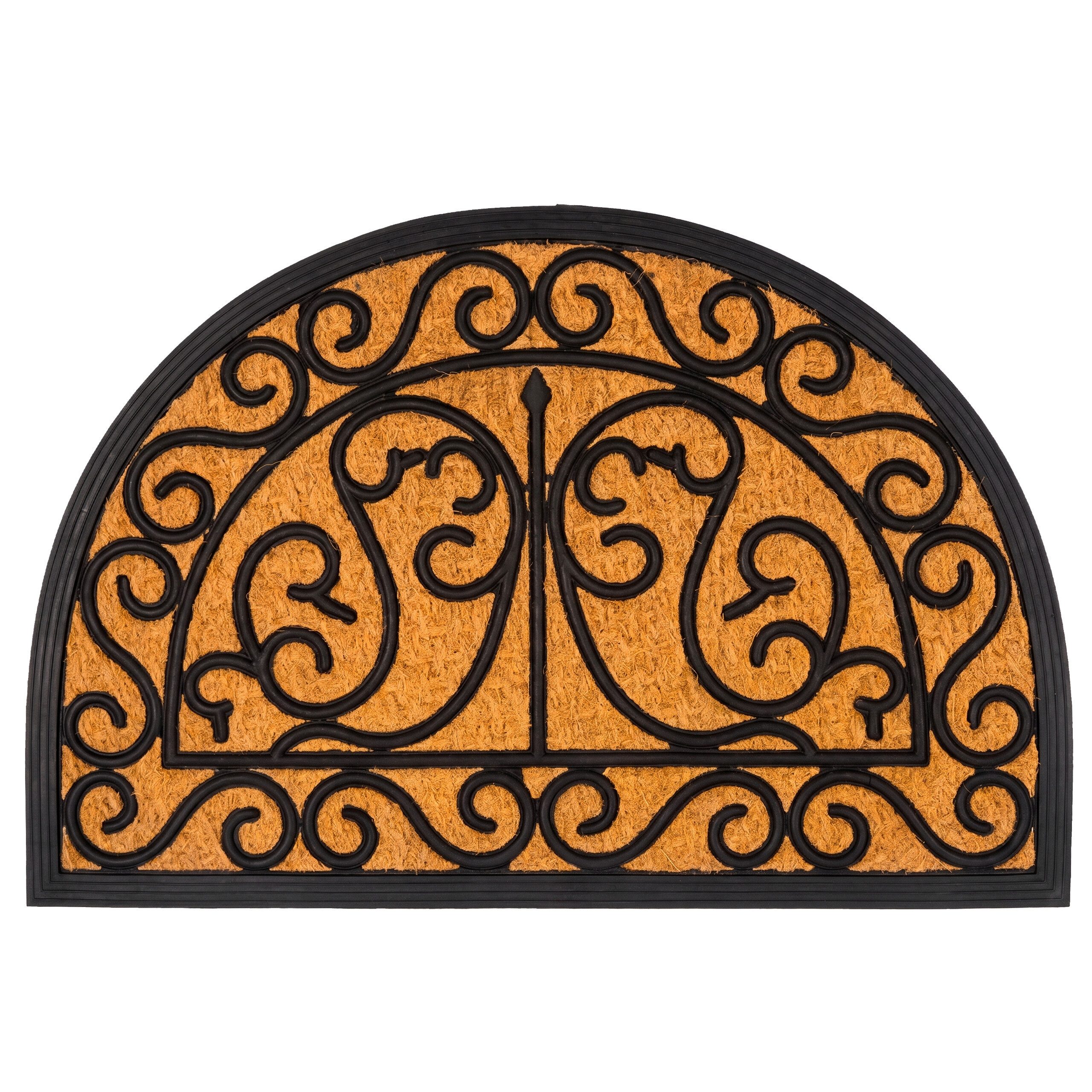 relaxdays Fußmatte Halbrunde Fußmatte Ornament, Halbrund, Höhe: 10 mm, A