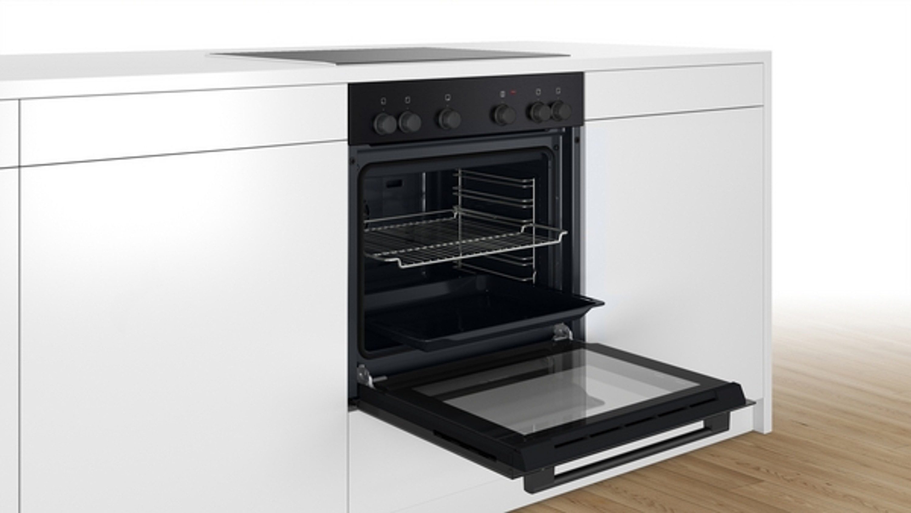 BOSCH Elektro-Herd-Set HEF010BA1 + NKN645GA2E, mit nachrüstbar, Schnellaufheizung, Halogen-Innenbeleuchtung, Restwärmeanzeige