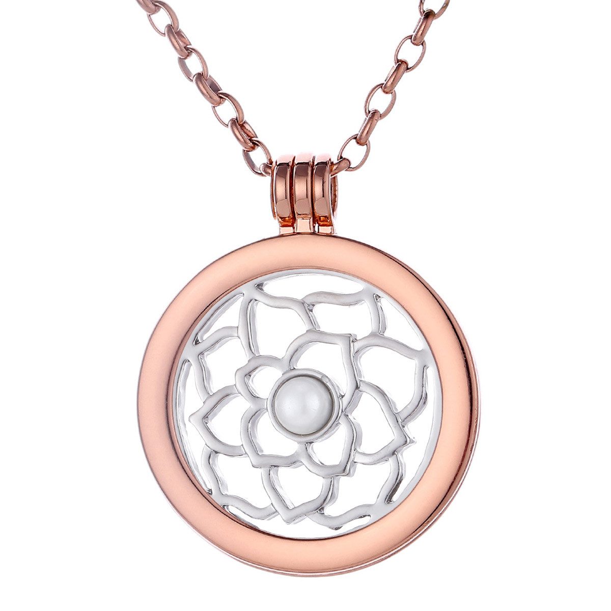 Kette mit Anhänger Halskette 70 cm roségold mit MünzAnhänger 33 mm
