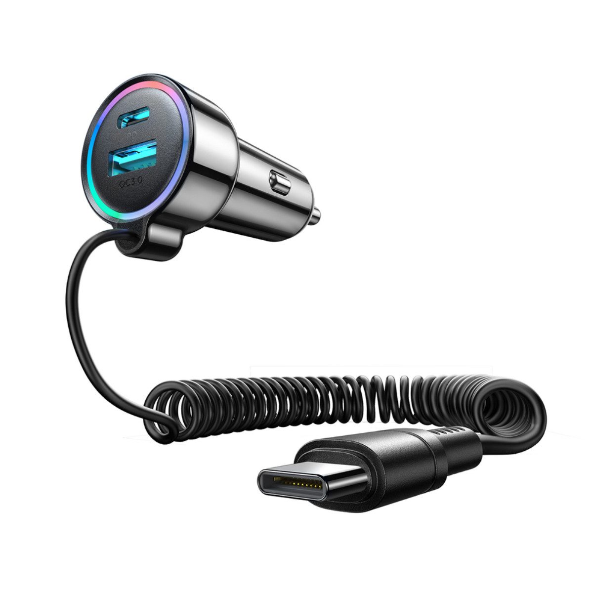 JOYROOM JR-CL07 KFZ-Netzteil (72W 3in1 Autolader mit 1,6 m USB-C Kabel und PD QC PPS)