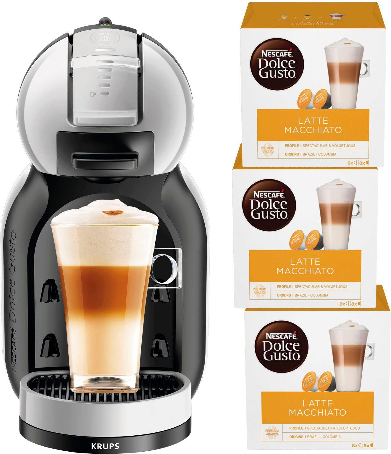 NESCAFÉ® Dolce 3 im Mini € Dolce Gusto® Macchiato Nescafé Kapselmaschine Gusto inkl. KP123B Latte 17,97 Pakete Wert UVP Me,