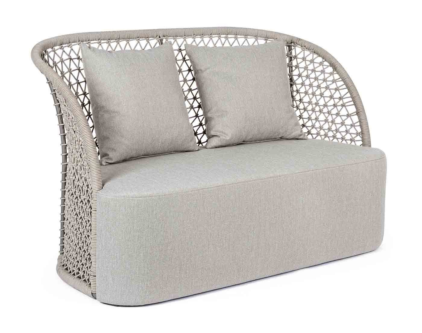 Gartensofa 2 Sitzer Outdoorsofa Cuyen mit Kissen, Sand