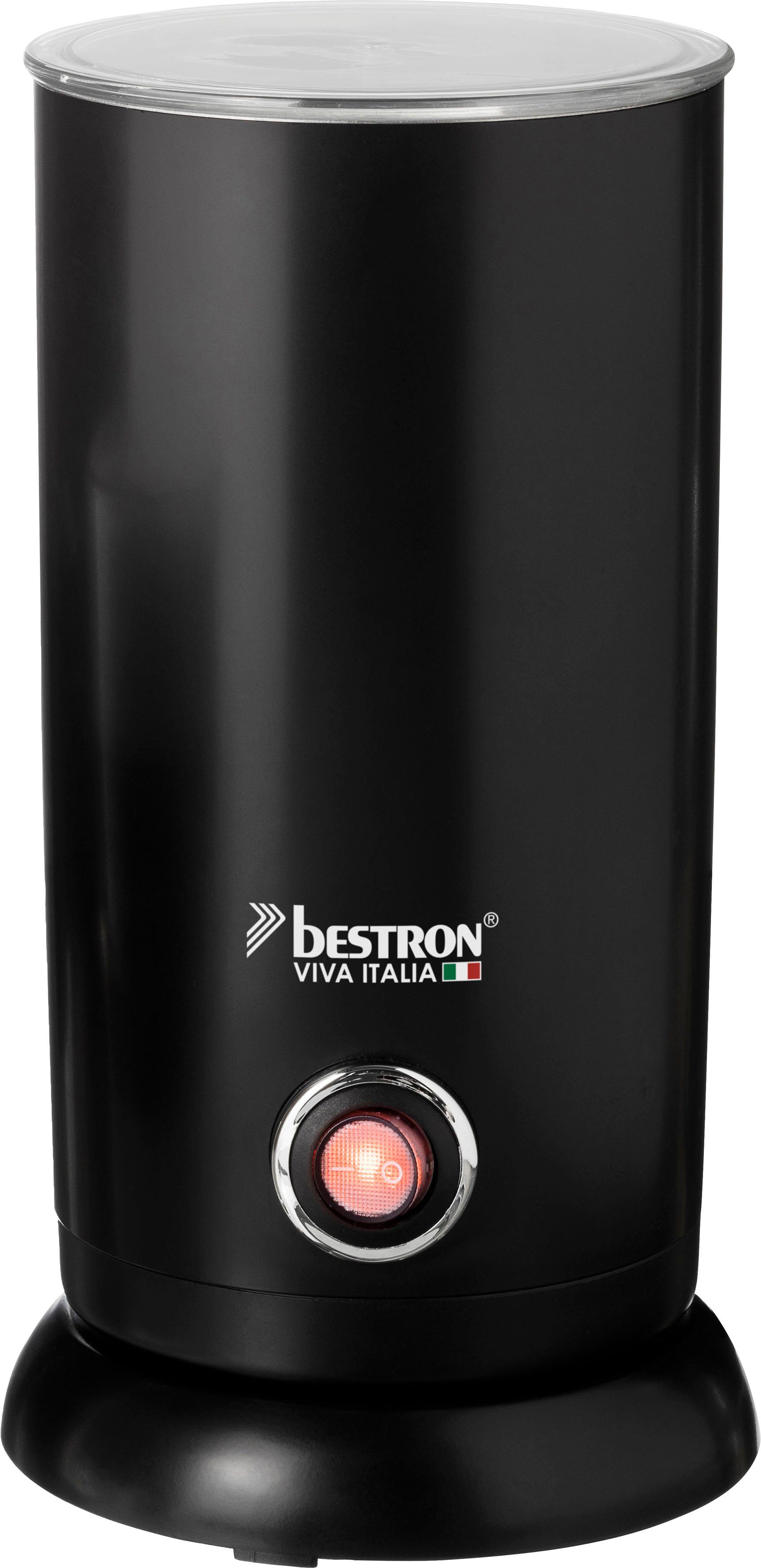 bestron Milchaufschäumer Viva Italia, 550 W, Kabellos, 300 ml, Farbe: Schwarz | Milchaufschäumer