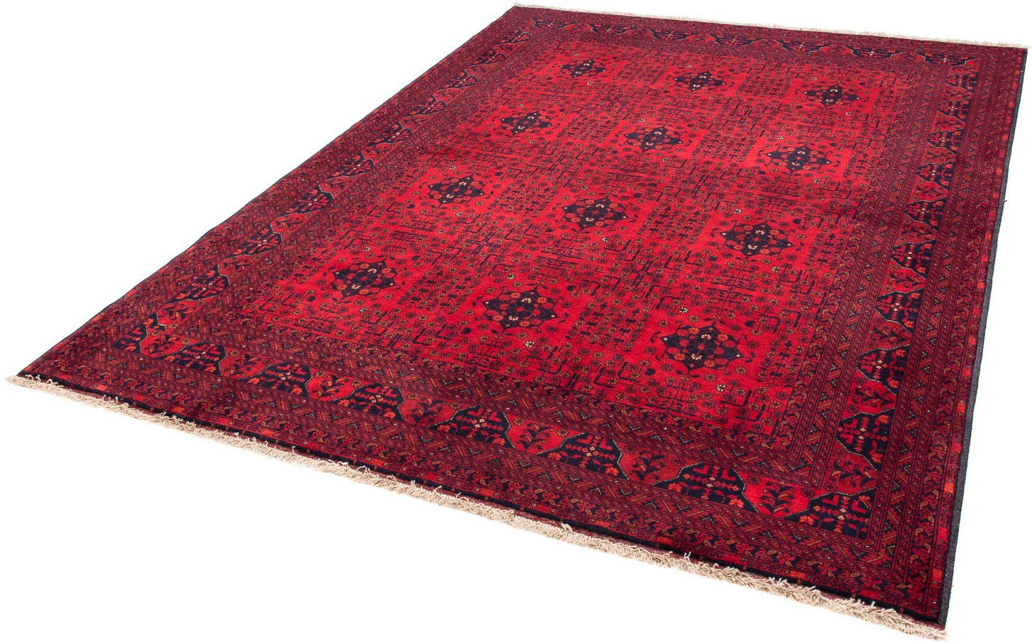 Orientteppich Afghan - 230 x 171 cm - dunkelrot, morgenland, rechteckig, Höhe: 7 mm, Wohnzimmer, Handgeknüpft, Einzelstück mit Zertifikat