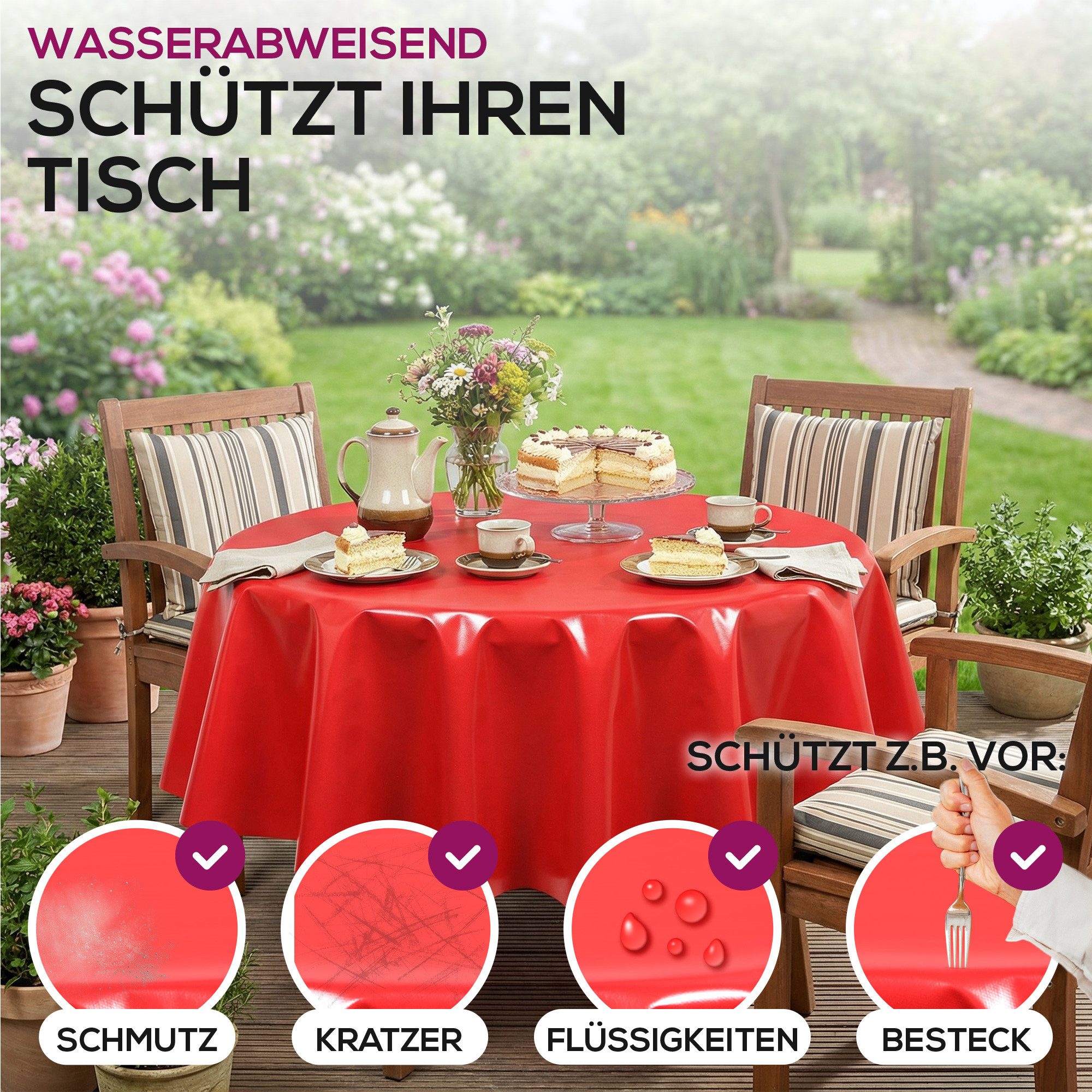 Beautex Tischdecke Uni Wachstuchtischdecke OVAL RUND ECKIG, Wachstuch abwischbar (1-tlg)