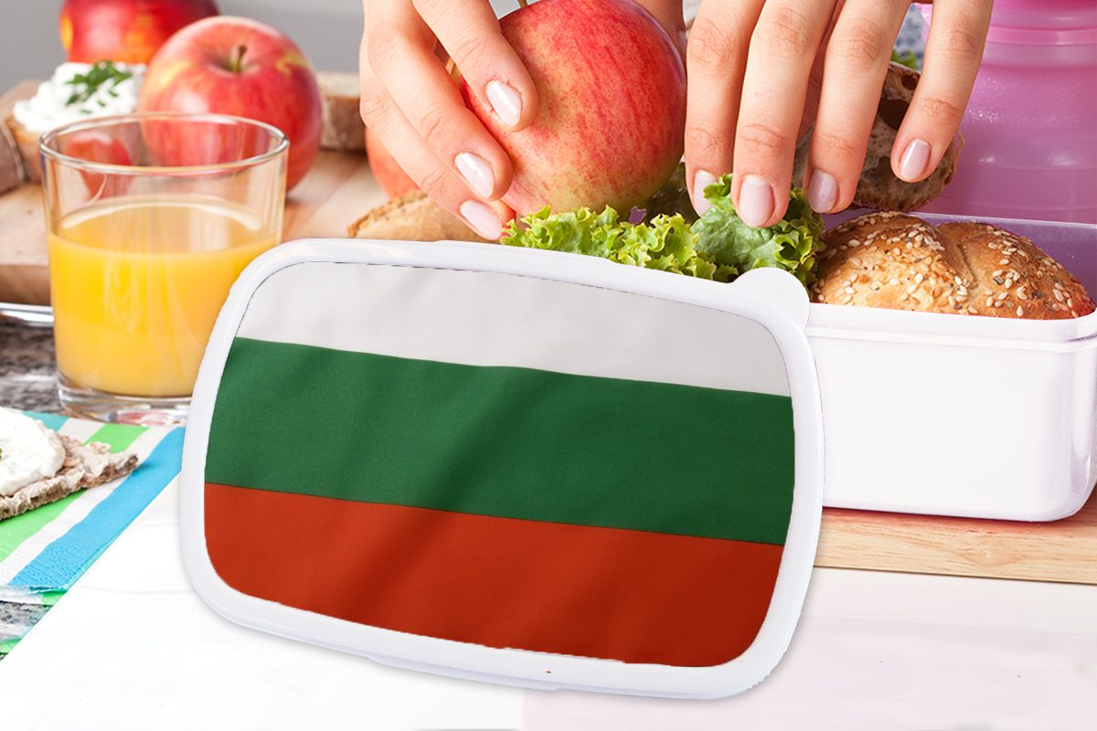 MuchoWow Lunchbox Nahaufnahme der für Kinder für Brotdose, Bulgarien, und Flagge weiß Mädchen von Kunststoff, Brotbox und (2-tlg), Jungs Erwachsene