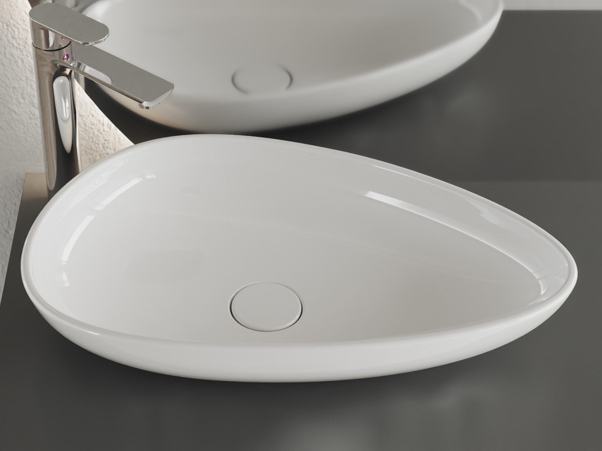 Aqua Bagno Aufsatzwaschbecken Keramikwaschschale oval 58 günstig online kaufen