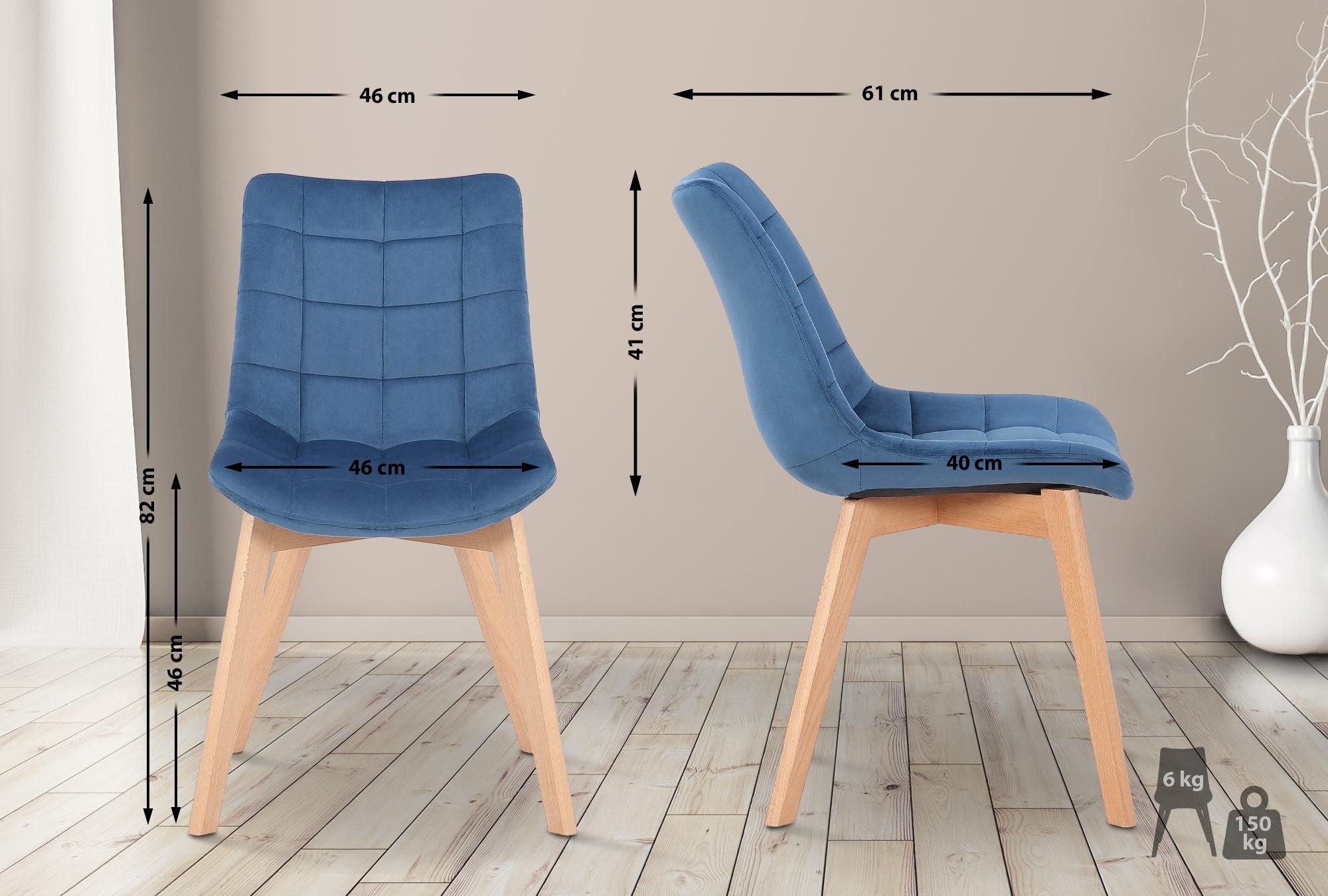 CLP Esszimmerstuhl Passaic (1er, 1 St), Samt, Buchenholzgestell, ohne Armle günstig online kaufen