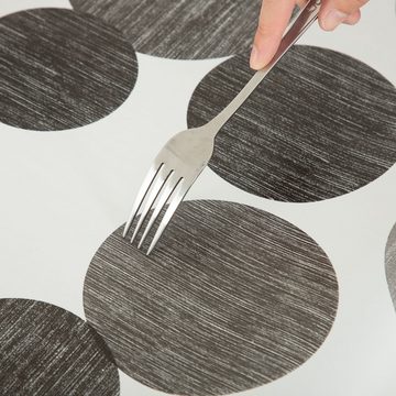 Haus und Deko Tischdecke Wachstuch Tischdecke weiß mit grauen Punkten abwaschbar oval Gartenti (1-tlg)