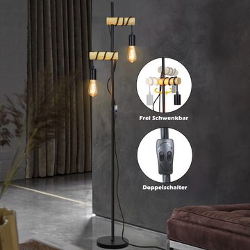 ZMH Stehlampe Wohnzimmer Stehleuchte Industrial Schwarz Retro E27 2 Flammig 180°, ohne Leuchtmittel