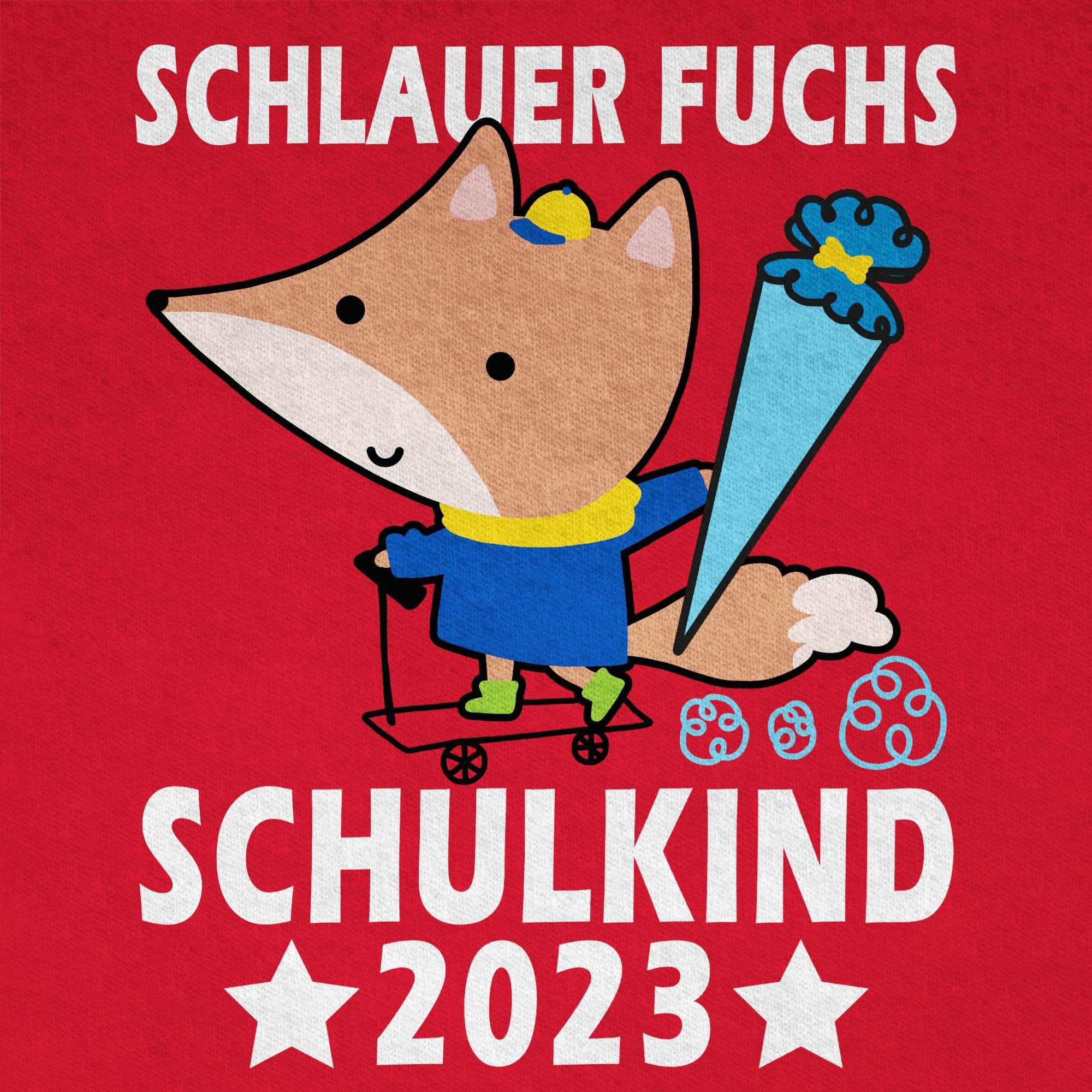 2023 Schulkind Geschenke 03 Junge Shirtracer T-Shirt Schulanfang Einschulung Schlauer Fuchs Rot