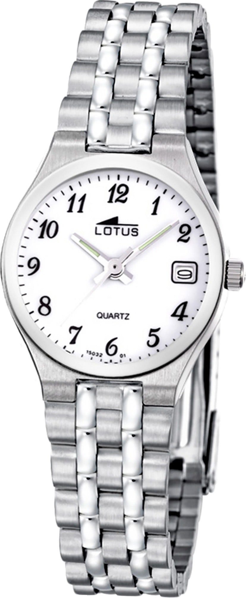 Lotus Lotus 26,3mm), Quarzuhr L15032/1, Damenuhr klein Edelstahlarmband, Edelstahl Ele Uhr mit rundes (ca. Damen Gehäuse,