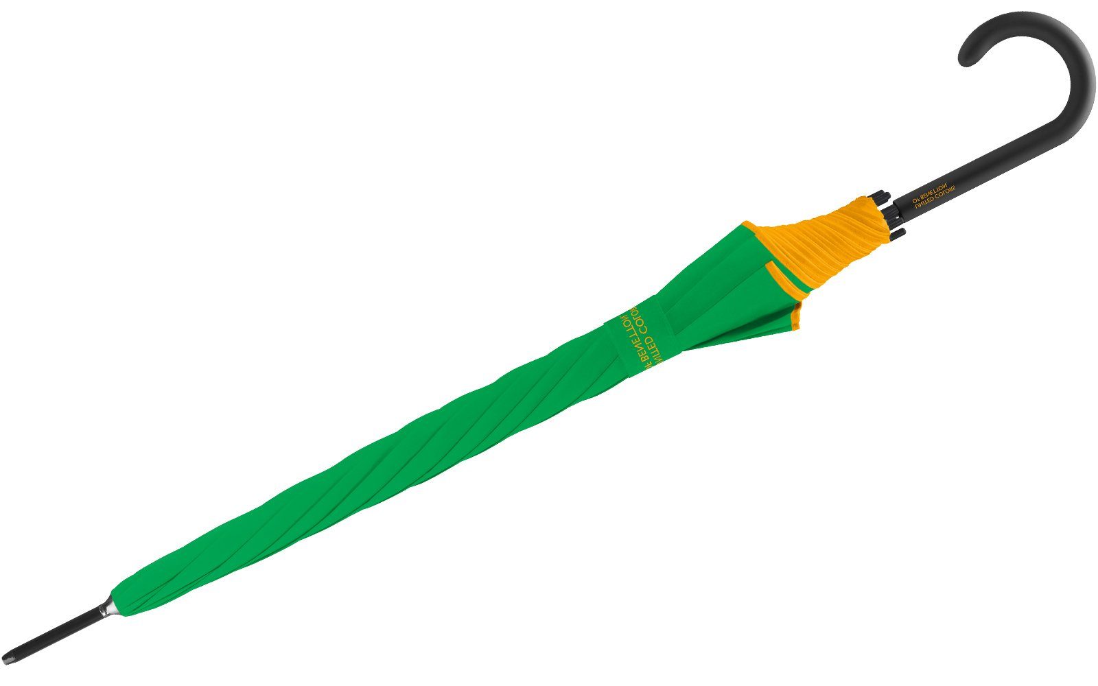großer grün einfarbig am of Langregenschirm mit Colors Regenschirm mit Benetton Logo, und Schirmrand United Auf-Automatik Kontrastfarben