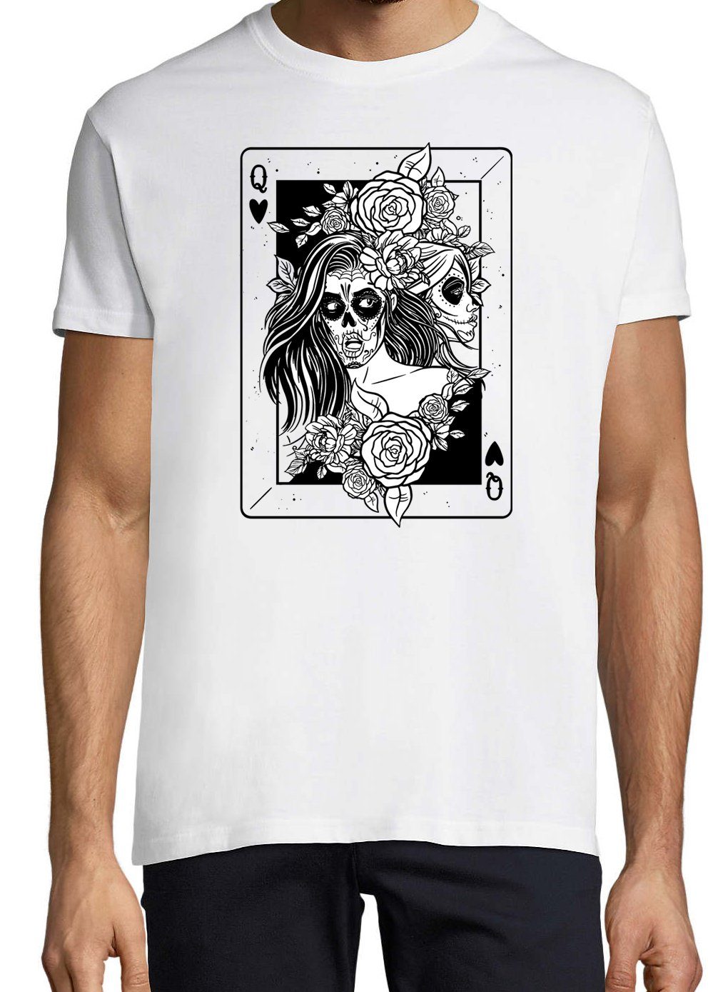 Herren Youth Print-Shirt mit Weiß Designz Shirt Dead trendigem Frontprint Queen
