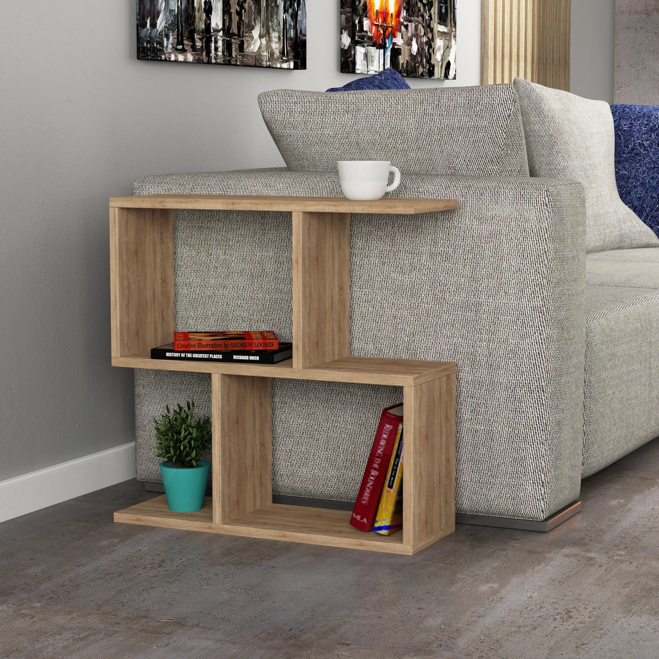 Decortie Beistelltisch Homemania, Modern Seite Ende Beistelltisch, Couchtisch, 60 x 19,5 x 60 cm – Bild 5 von 5