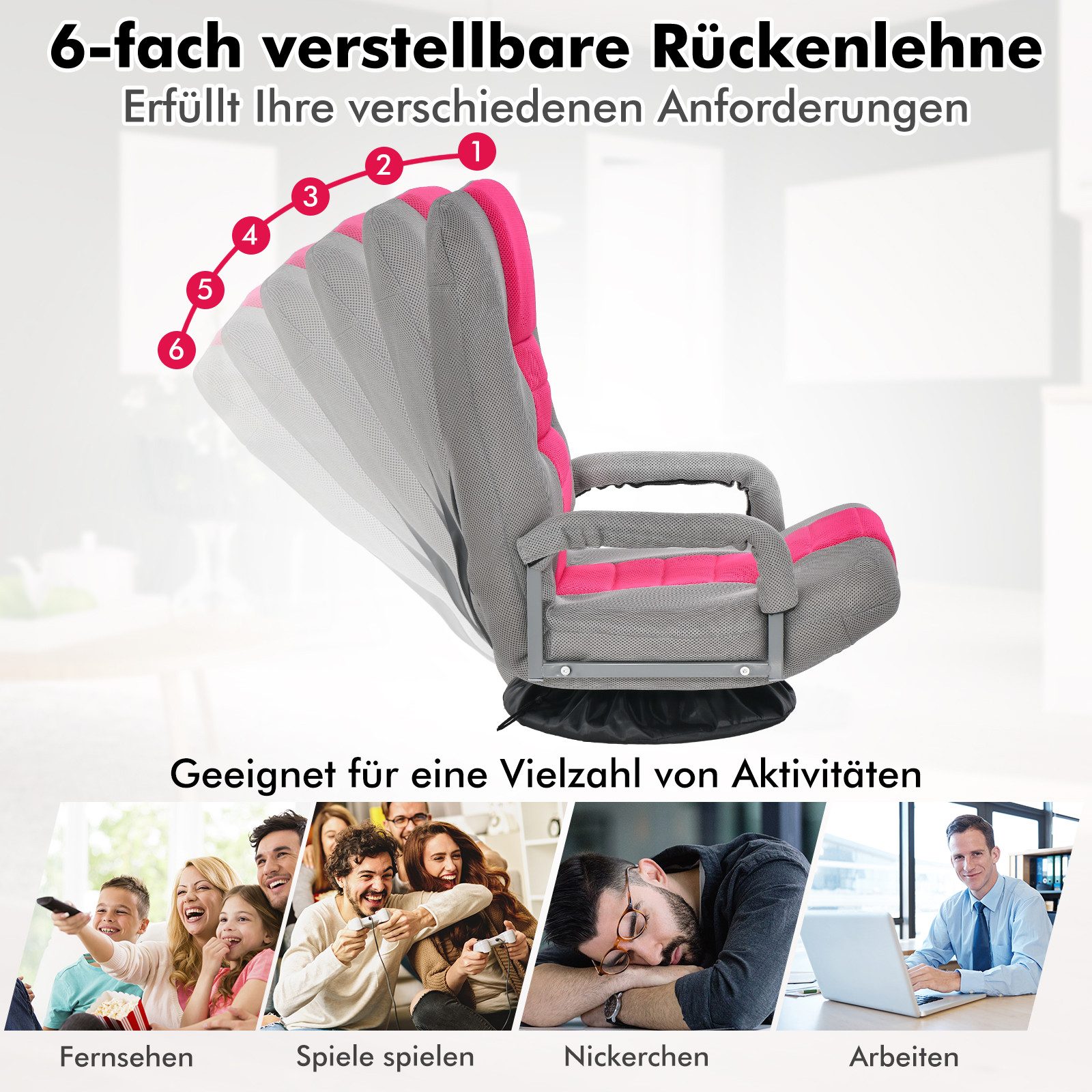 COSTWAY Relaxsessel, Bodensessel mit verstellbarer Rückenlehne,drehbar günstig online kaufen