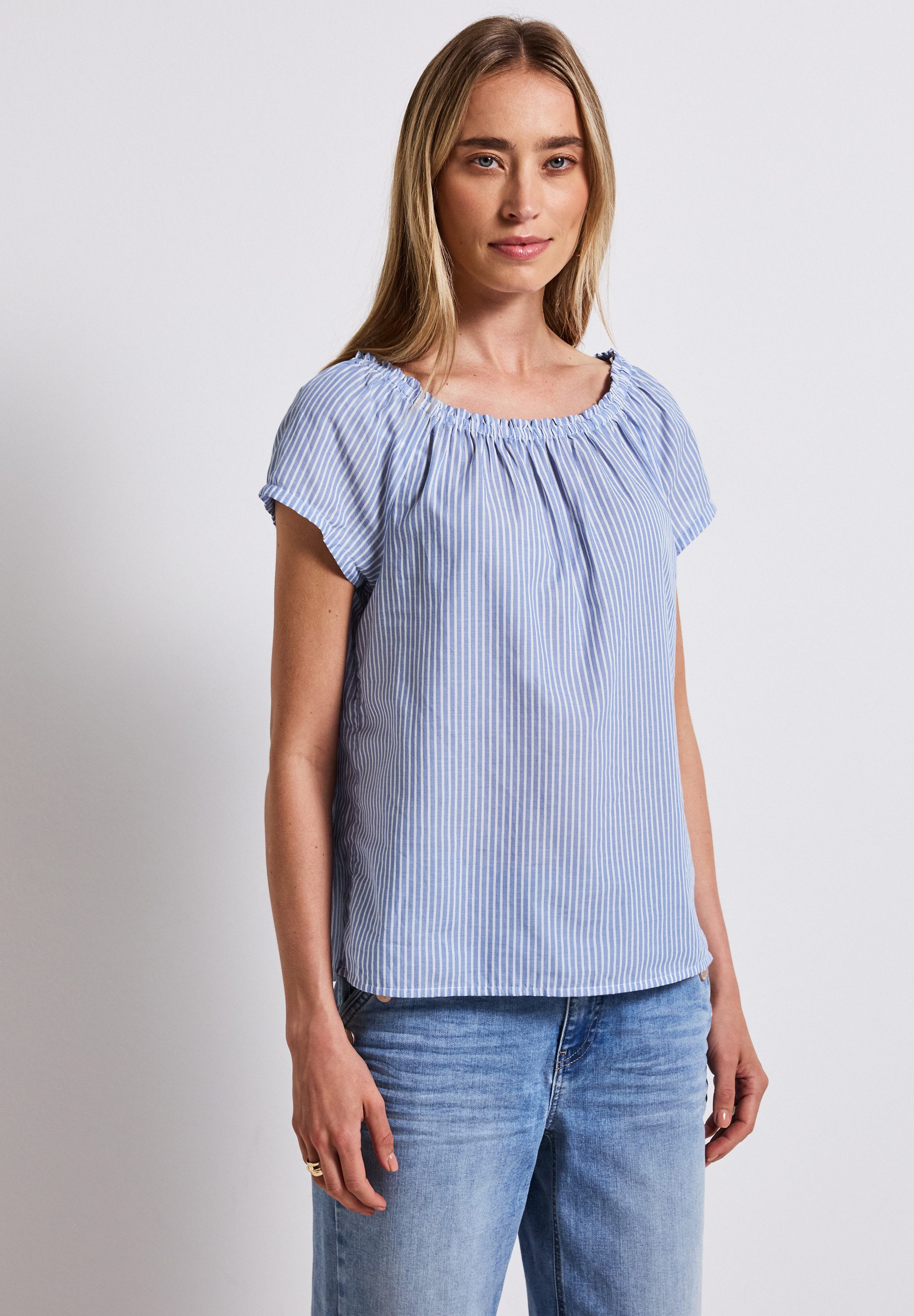 STREET ONE Carmenbluse aus reiner Baumwolle