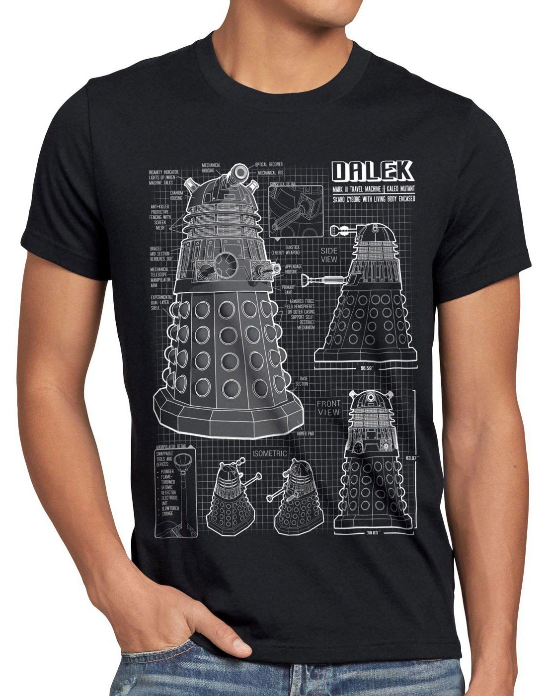 style3 Print-Shirt Herren T-Shirt Dalek who time police doctor box space dr tv zeitreise doktor amy schwarz | T-Shirts