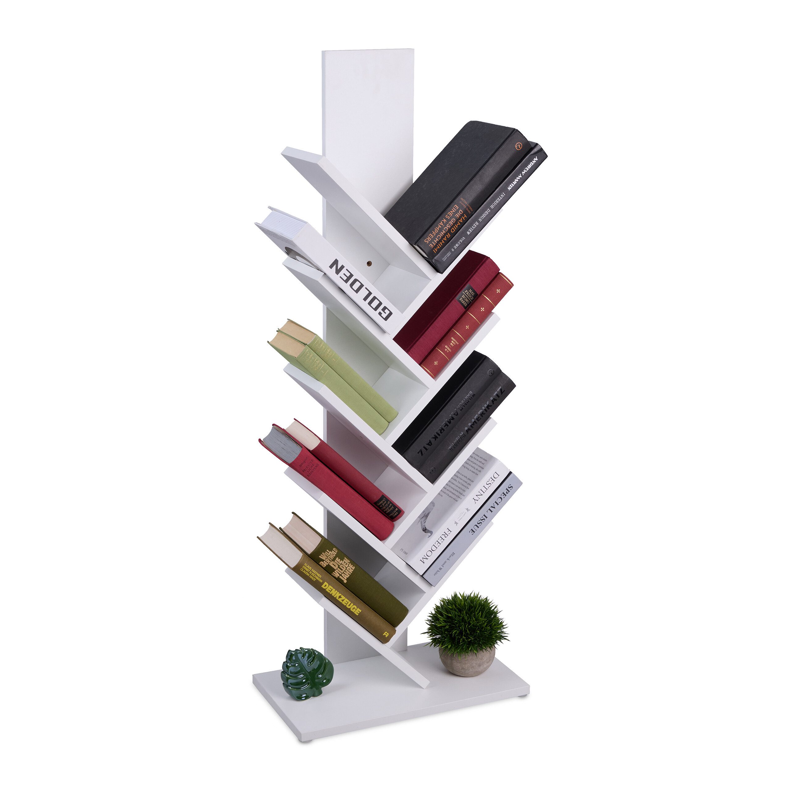 relaxdays Bücherregal Weißes Bücherregal in Baumform, günstig online kaufen