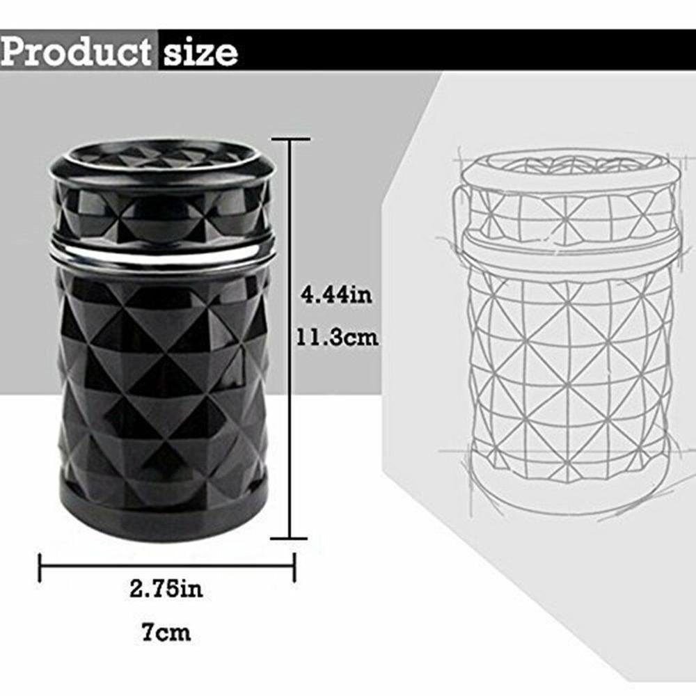 Blusmart Aschenbecher Auto-Aschenbecher Mit LED-Licht, Multifunktionale, Abnehmbare diamond black