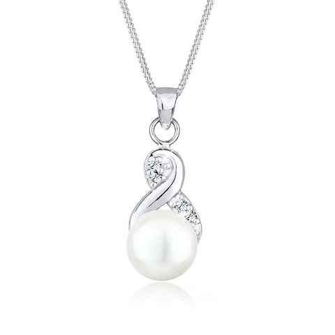 Elli Perlenkette Infinity Perle Kristalle 925 Silber