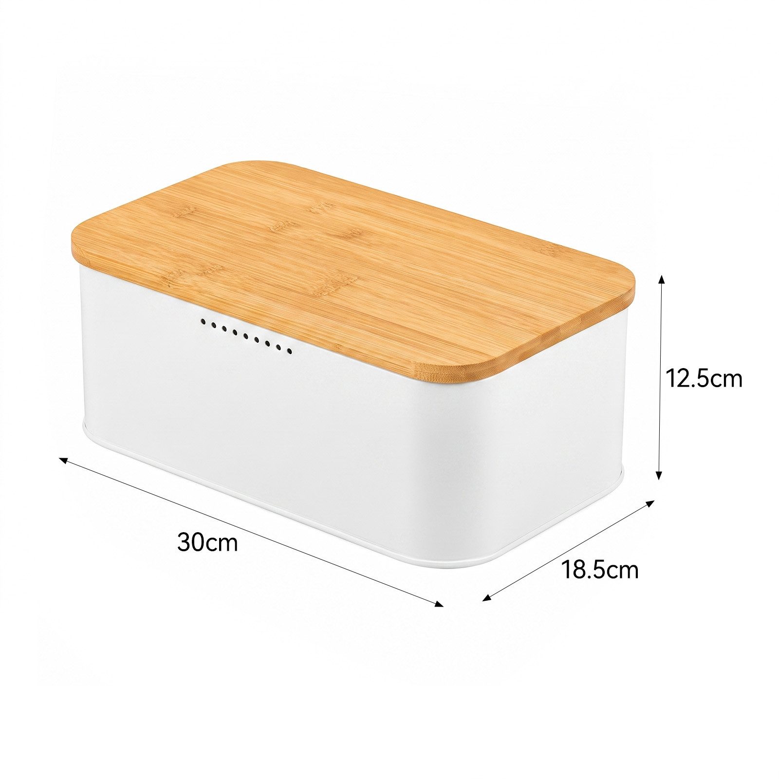 Youyijia Brotkasten Brotkasten mit Bambusdeckel 30x18,5cm Schneidebrett Weiß – Bild 5 von 5