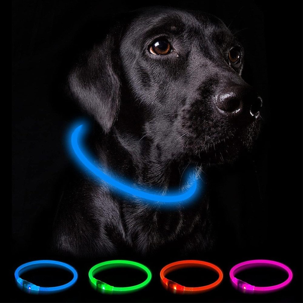 TUWENA Hunde-Halsband Leuchthalsband Hund USB Aufladbar, Wasserdicht Hundehalsband Leuchtend, 3 Beleuchtungsmodi, LED Halsband für Kleine, Mittlere und Große Hunde