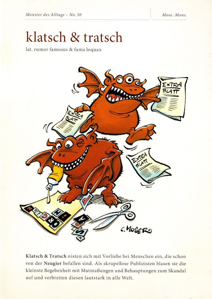 Postkarte "Monster des Alltags - No. 30: klatsch & tratsch" | Grußkarten