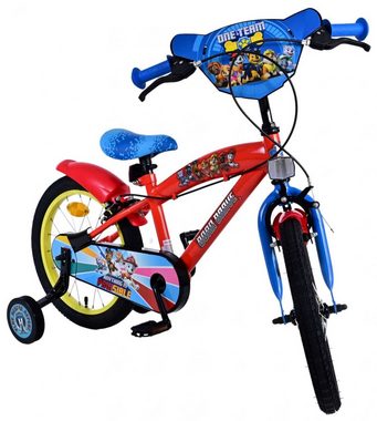 Volare Kinderfahrrad Paw Patrol - Jungen - 16 Zoll - Rot - Zwei Handbremsen, geschlossener Kettenkasten, Luftbereifung, Klingel, Stützräder