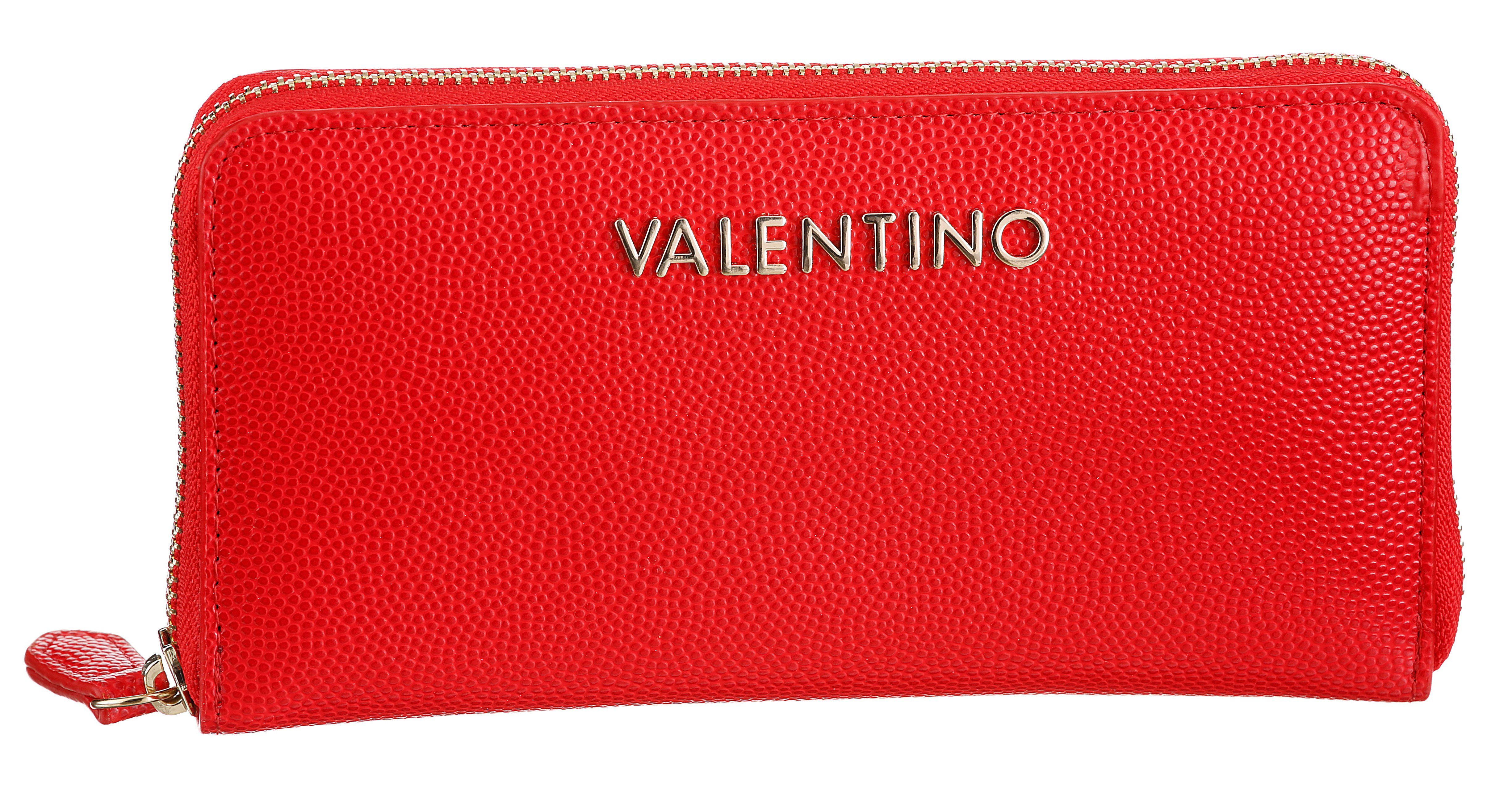 VALENTINO BAGS Geldbörse DIVINA, mit leicht genarbter Oberfläche und silberfarnene Details rot