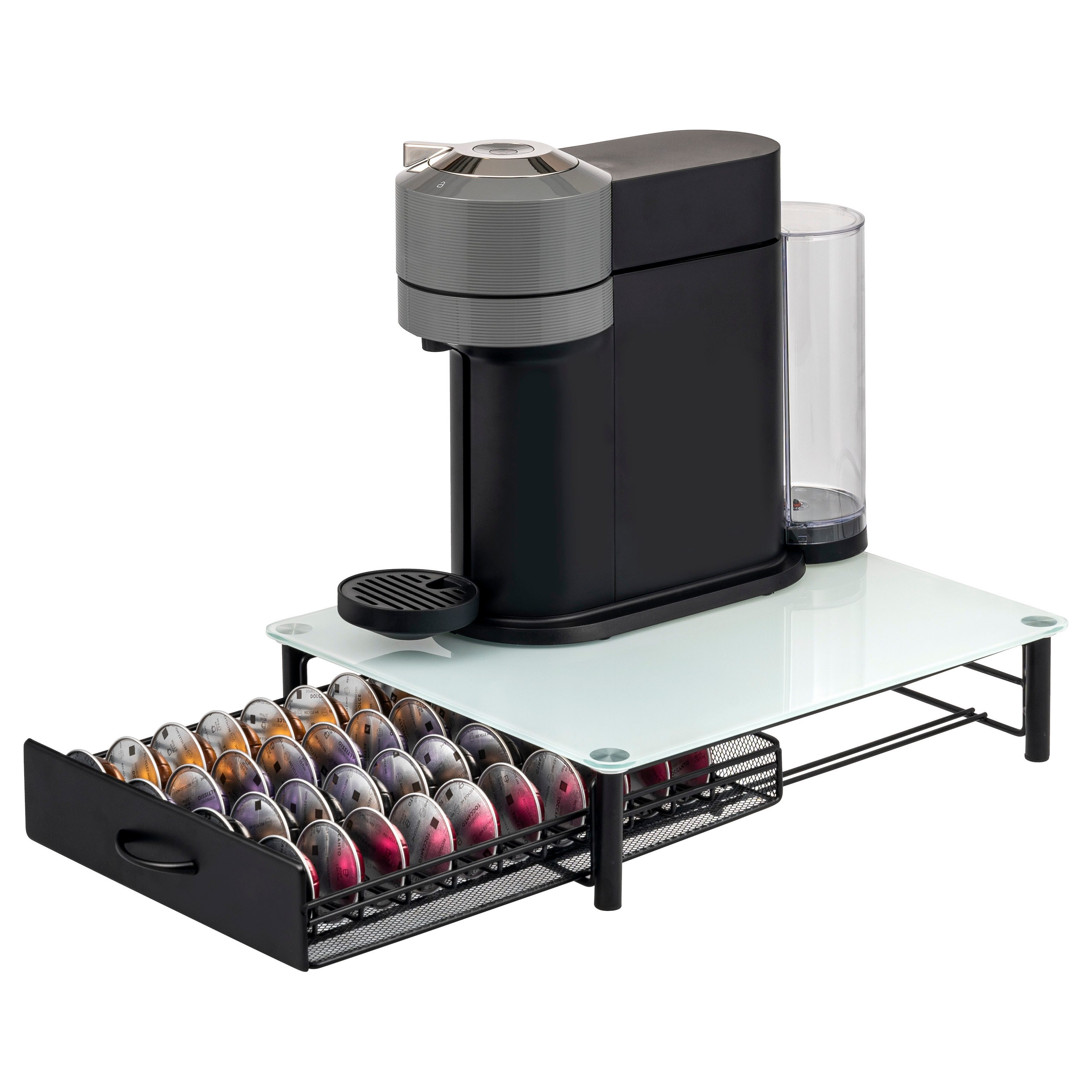 eluno Kapselhalter für 40x Nespresso Vertuo, Kaffeekapsel-Box, Glas weiß