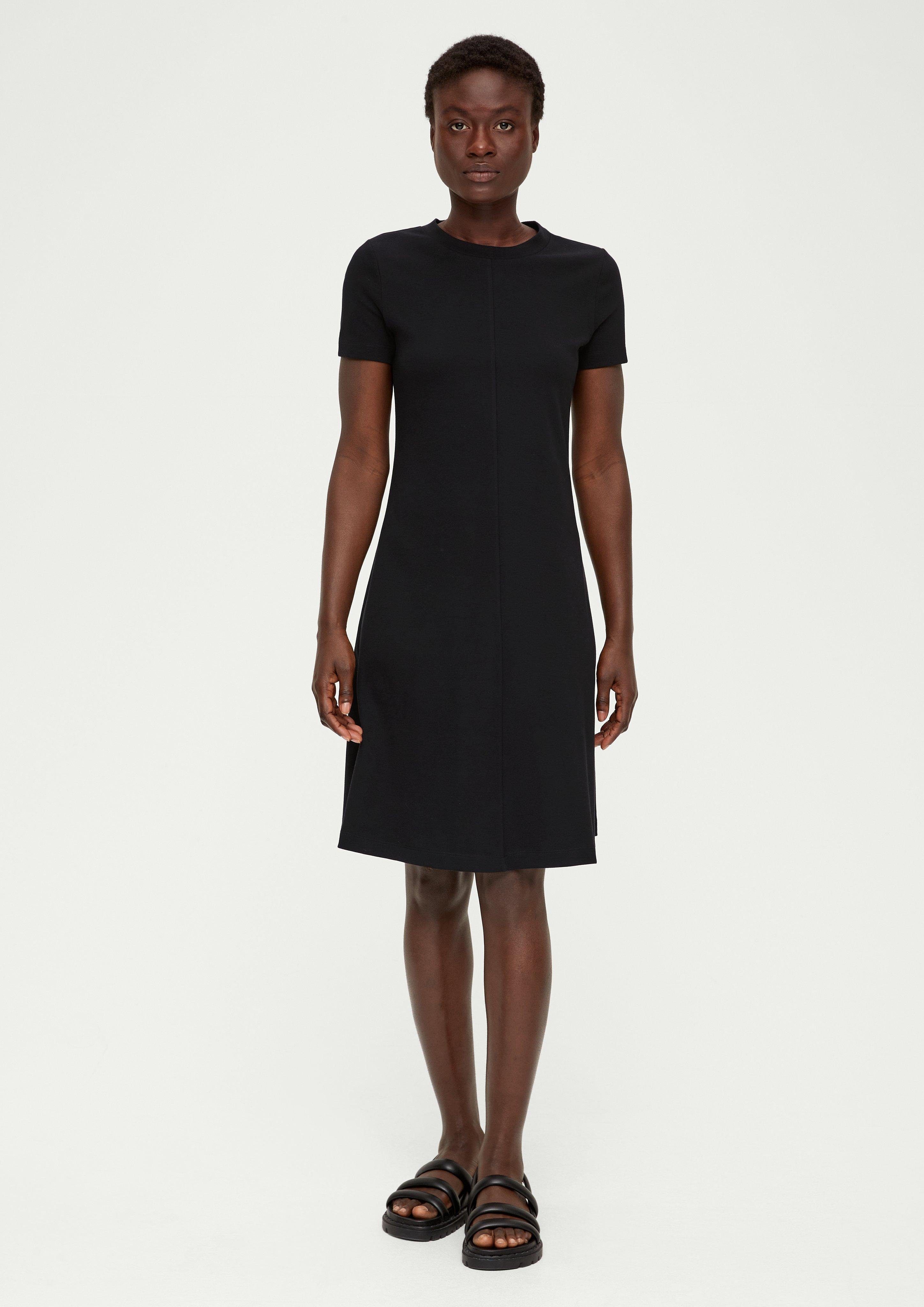 schwarz Jersey s.Oliver Label-Patch LABEL Minikleid Kleid Ziernaht, aus BLACK