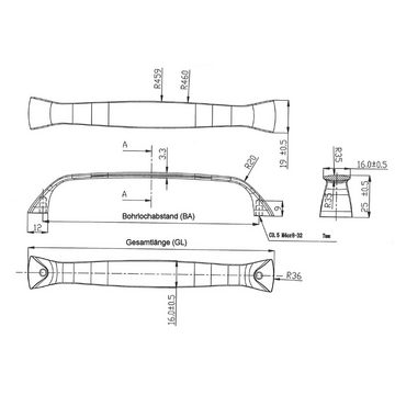 SO-TECH® Möbelgriff JOEN, moderner Bügelgriff aus Zinkdruckguss (1-St), Edelstahloptik Bohrlochabstand (BA) 128 mm