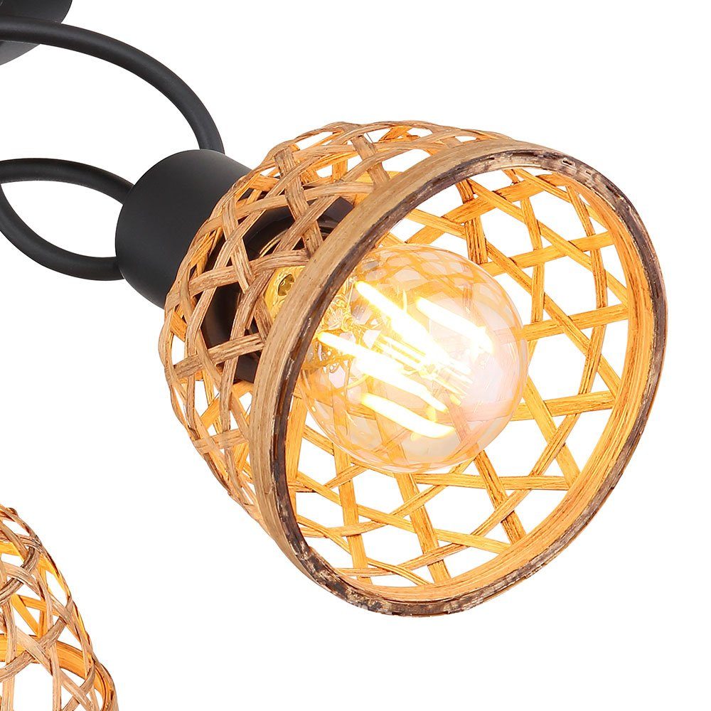 Deckenlampe Spotleuchte LED Leuchtmittel Bambusgeflecht inklusive, Warmweiß, Deckenleuchte Deckenleuchte, etc-shop