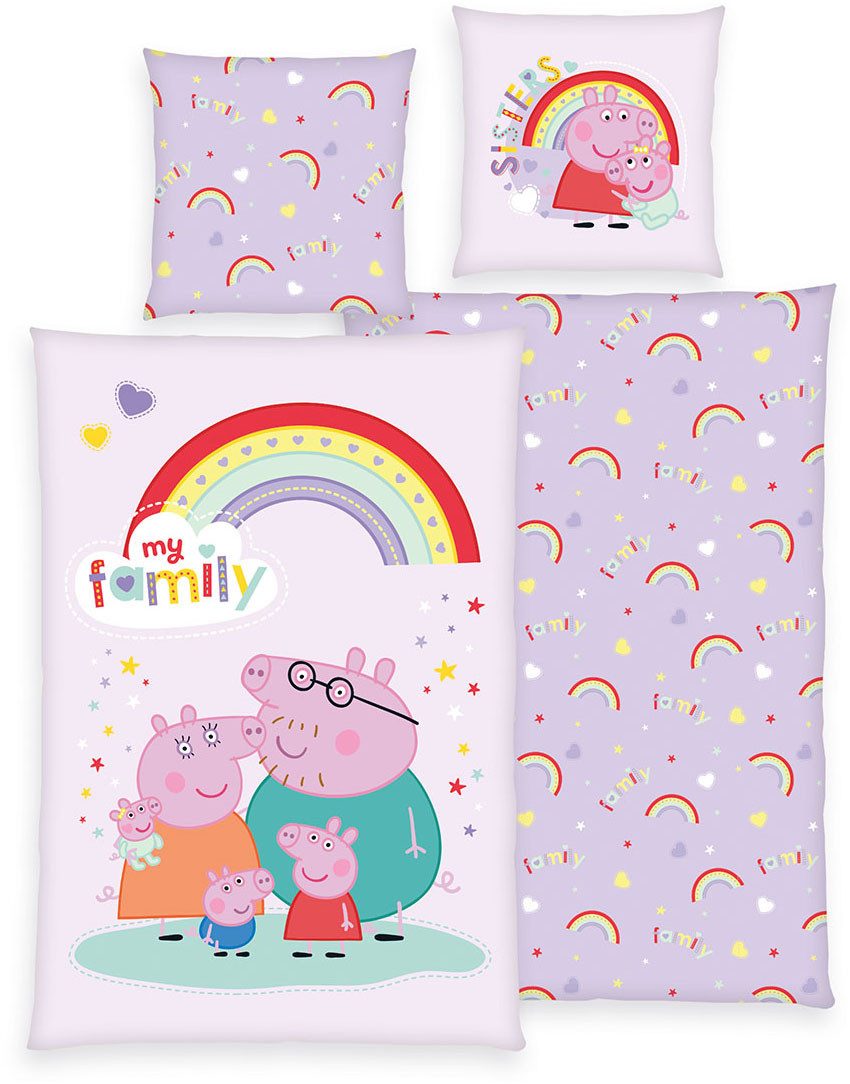 Peppa Pig Wendebettwäsche Peppa Pig, Flanell, 2 teilig, mit fröhlichem Design