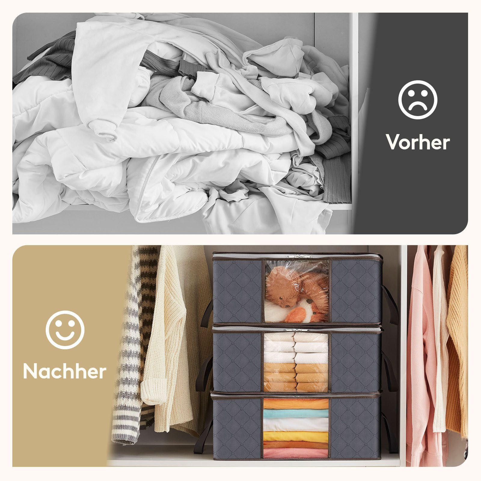 Lifewit Aufbewahrungsdose Aufbewahrungstasche mit Deckel, Kleiderschrank Organizer (Set, 8 St., 1 Stück/2 Stück/3 Stück/4 Stück/6 Stück/8 Stück), Klappbar, Non- – Bild 3 von 5