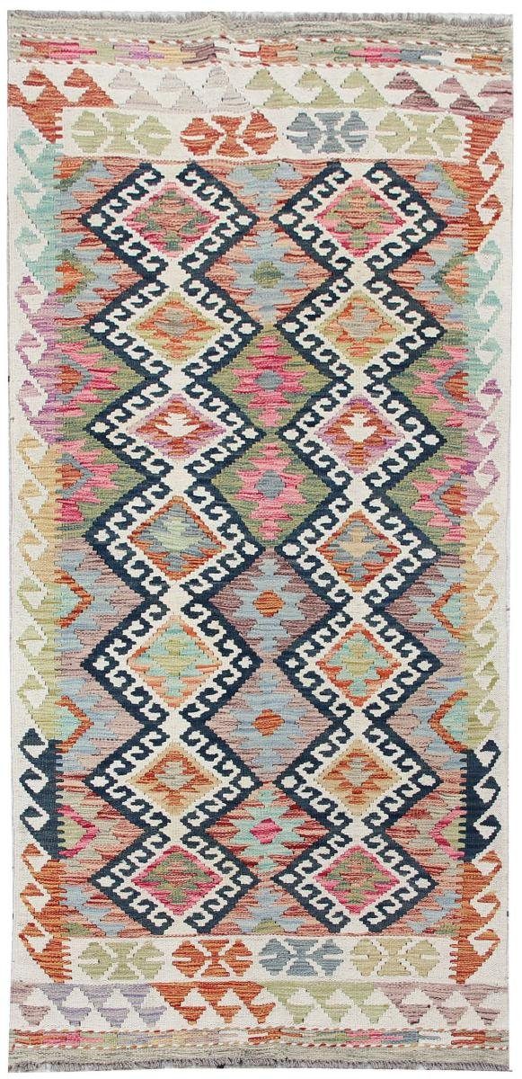 Orientteppich Kelim Afghan 96x195 Handgewebter Orientteppich Läufer, Nain Trading, rechteckig, Höhe: 3 mm