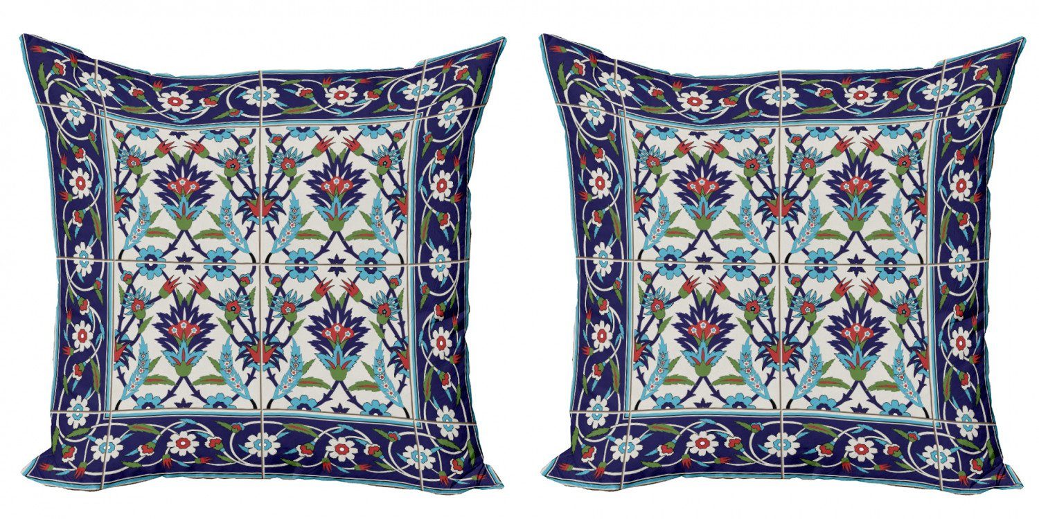 Kissenbezüge Modern Accent Doppelseitiger Digitaldruck, Abakuhaus (2 Stück), Türkisch-Muster Tulpen Gänseblümchen